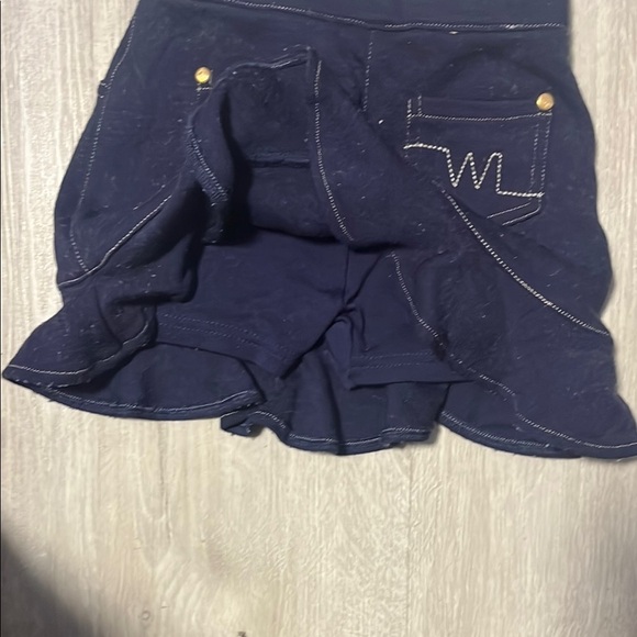 Navy Blue Ruffled Denim Skirt - Picture 3 of 3